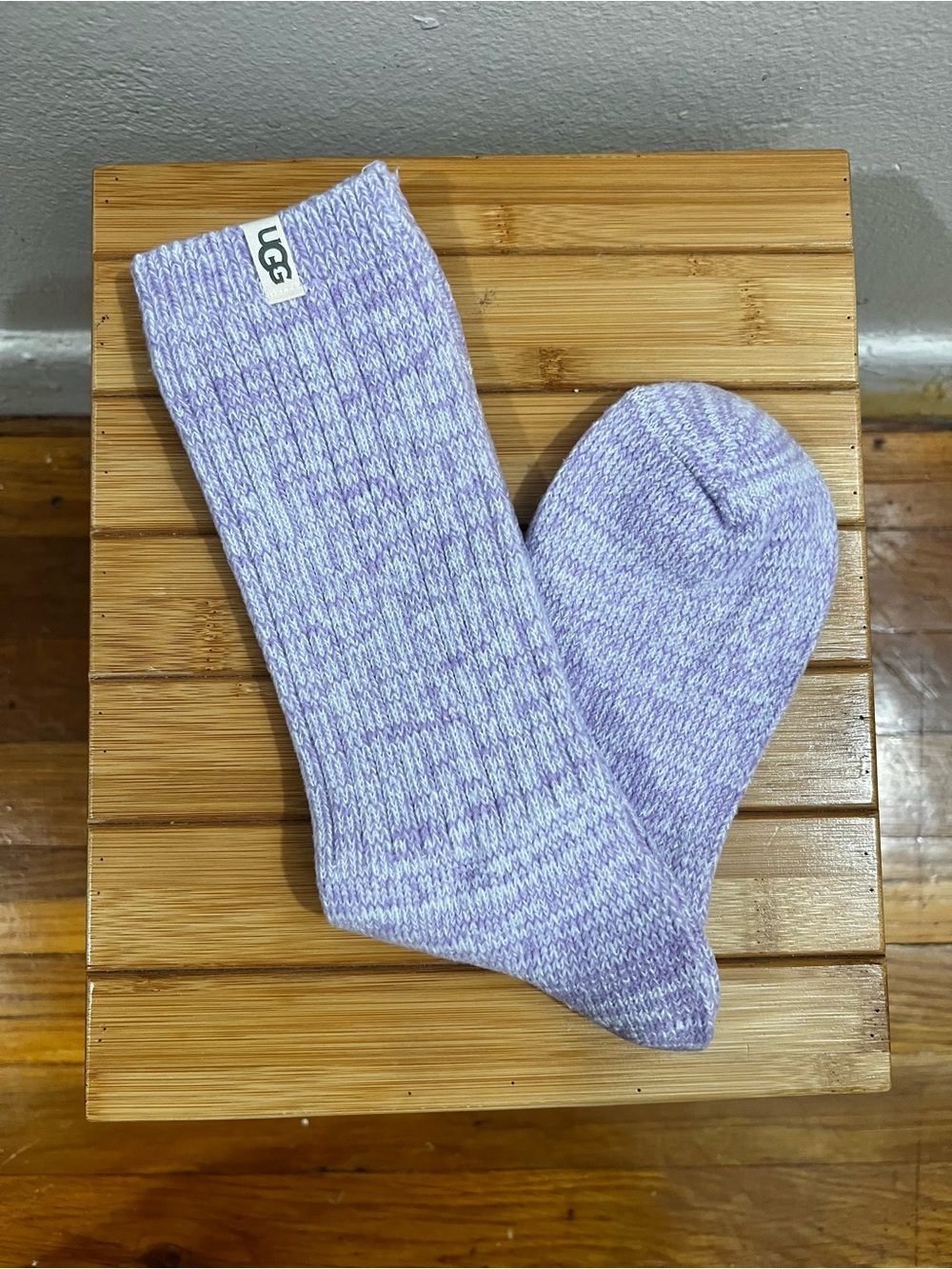 UGG Rib Knit Lilac Crew Socks Women’s 5-10 Comfort Cozy Athleisure Casual